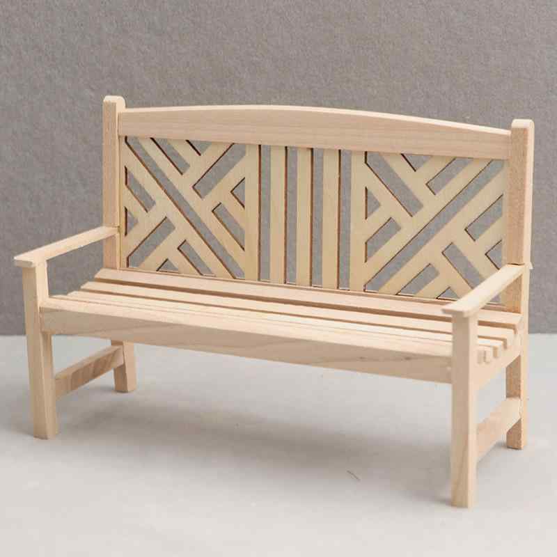 ミニチュア家具 1/12スケール 木製 ドールハウス ガーデン用 二人掛け椅子 無塗装 DIY素材 欧風 クラシック ディスプレイ モデル コレクション 小物