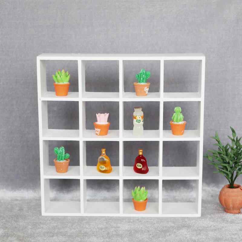 ドールハウス 1/12スケール ミニチュア家具 DIY 16マス ホワイト 収納 ディスプレイ 飾り棚 MDF製 モダン シンプル