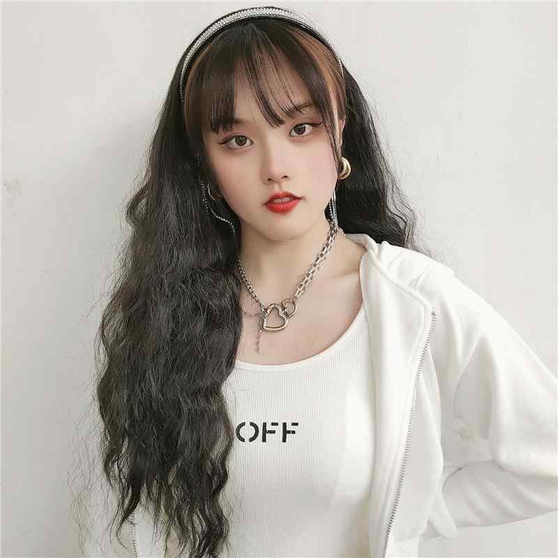 ウィッグ レディース ハーフウィッグ 部分ウィッグ カチューシャ フリンジ ラインストーン コーンパー..