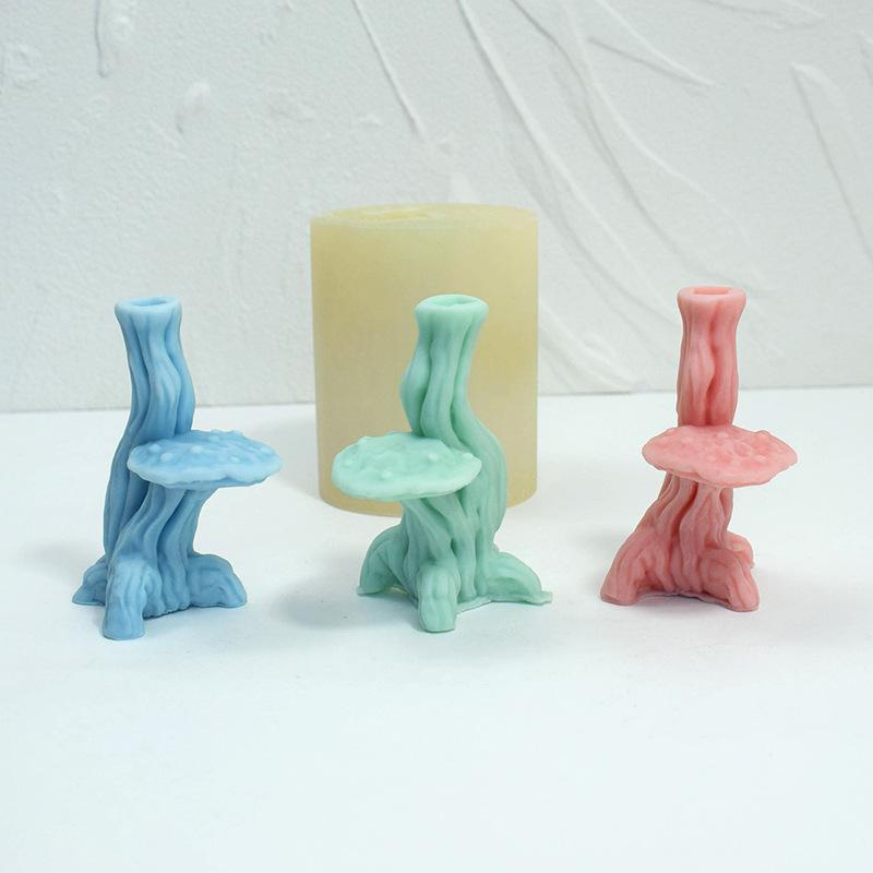 シリコンモールド 霊芝樹型 リアル 立体 アロマキャンドル アロマワックス レジンクラフト エポキシレジン 石膏 アロマストーン 手作り DIY クラフト 置物 装飾(x2)