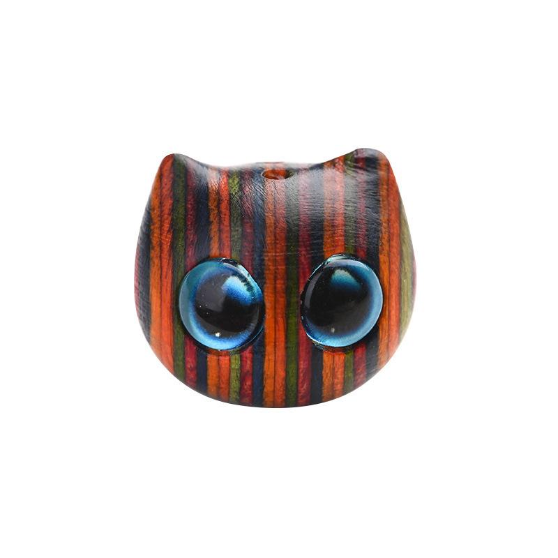 チャーム 木製 ペイント 猫モチーフ キャラクター 大きな目 子猫 DIY キーホルダー 携帯ストラップ アクセサリーパーツ