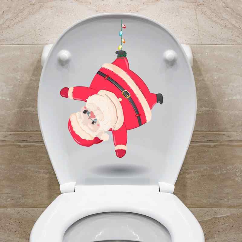 ウォールステッカー クリスマス サンタクロース トイレ バスルーム デコレーションシール カートゥーン アニメ キャラクター PVC 防水 防湿 防汚 防カビ 美化装飾 平面タイプ