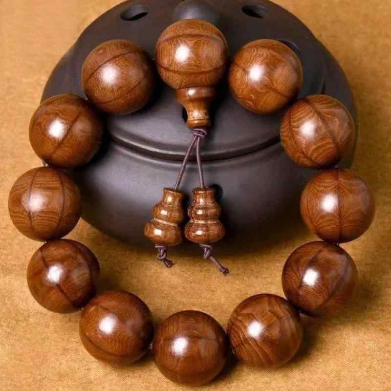 数珠 男女兼用 ユニセックス 六道木 天然木 ウッド 108玉 細密花柄 念珠 ブレスレット 仏具 厄除け 開運アイテム 聖木 五台山 伝統工芸品