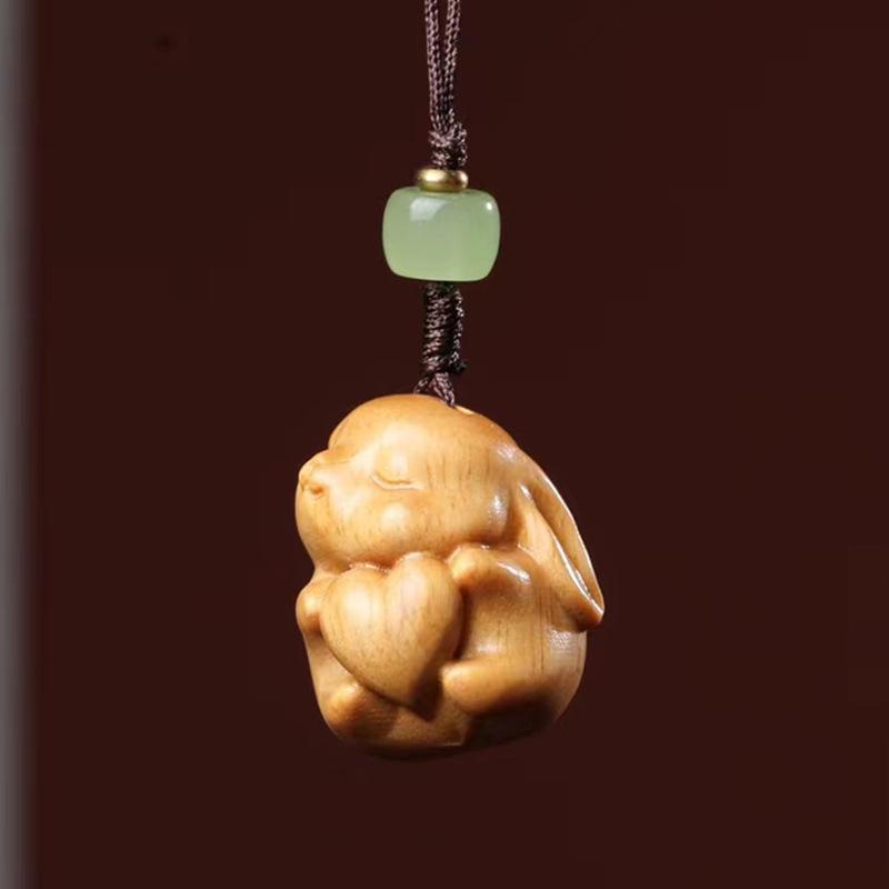 キーホルダー 紫檀 香木 緑檀木 木製 天然木 ハート うさぎ 兎 DIY 携帯ストラップ スマホアクセサリー バッグチャーム キーリング ペンダント おしゃれ かわいい 普段使い