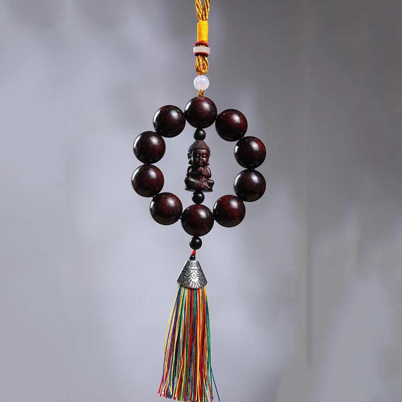 カーチャーム 紫檀 木製数珠 厄除け お守り 交通安全 開運 ウッドビーズ 高級感 車内インテリア 吊り下げアクセサリー