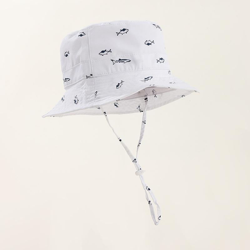 バケットハット キッズ 子供用 かわいい カートゥーン 小魚柄 コットン つば広 UVカット 日よけ 紫外線..