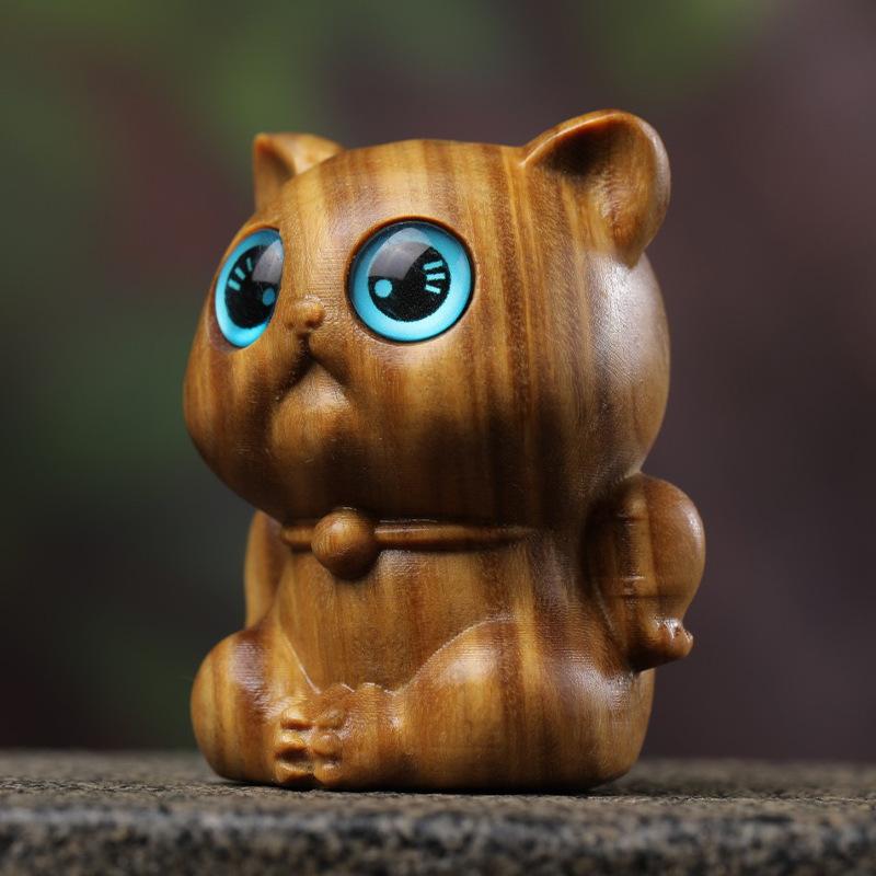 置物 おすまし猫 緑檀木 白檀 天然木 無垢材 ミニチュア フィギュア デスク 卓上 小物 インテリア オブジェ かわいい コレクション 贈り物 プレゼント