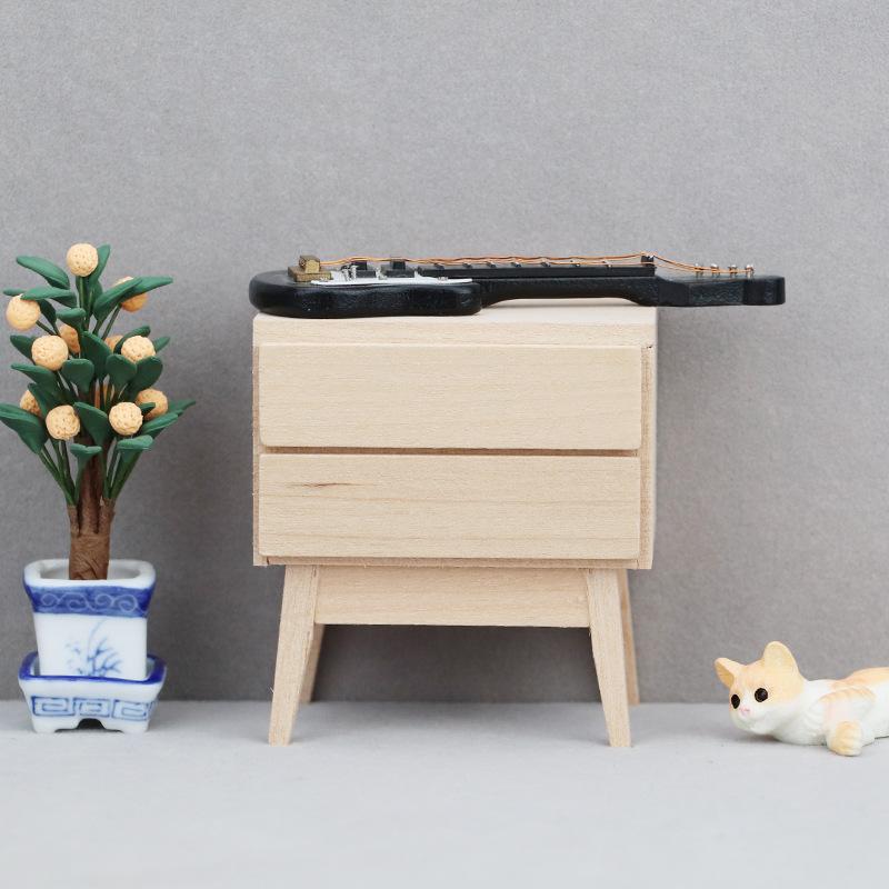 ミニチュア家具 木製 無塗装 ベッドサイドテーブル ナイトテーブル ソファサイドキャビネット ドールハウス 模型 クラフト オブジェ コレクション ディスプレイ DIY 白木