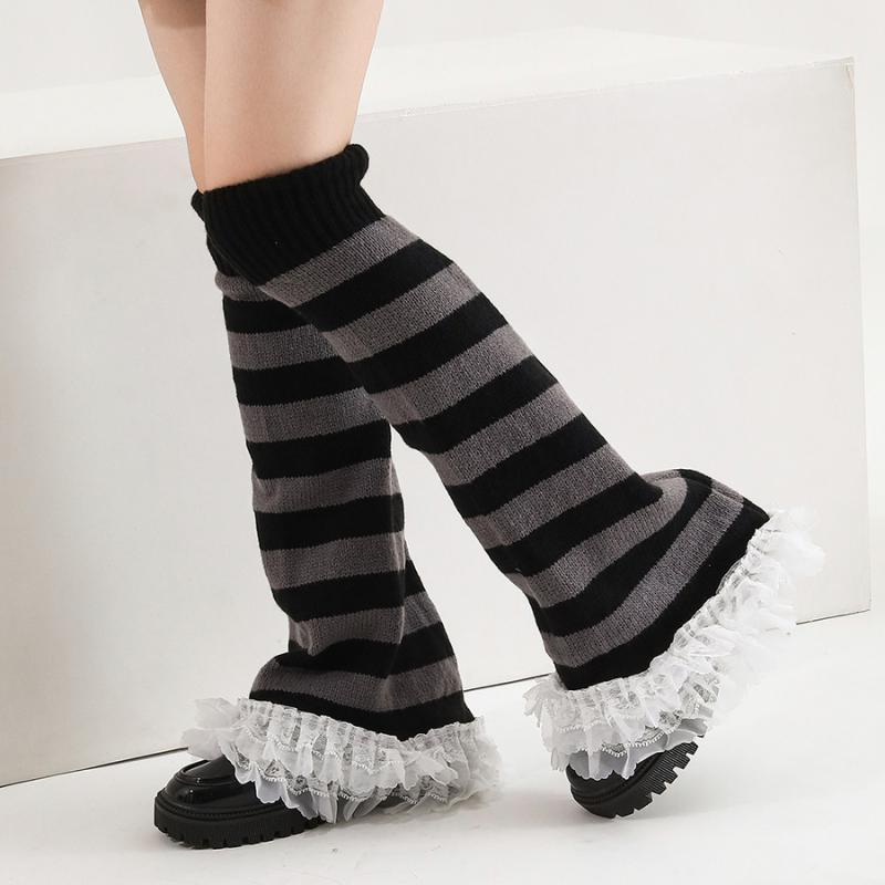 レッグウォーマー レディース JKファッション 女子高生 学生 スクール ルーズソックス 膝丈 ニット 暖..