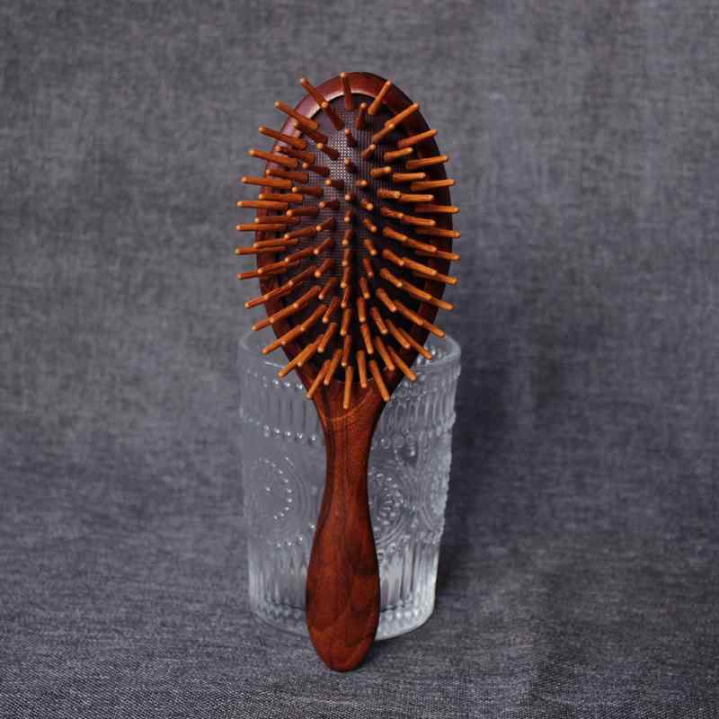 ヘアブラシ 紅檀木 天然木 ウッド エアクッション クッションブラシ パドルブラシ 静電気防止 帯電防止..