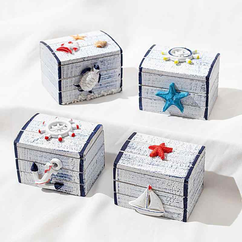 木箱 地中海風 収納ケース アクセサリー入れ 卓上 小物整理 置物 リビング デスク 多機能 レトロ ライ..