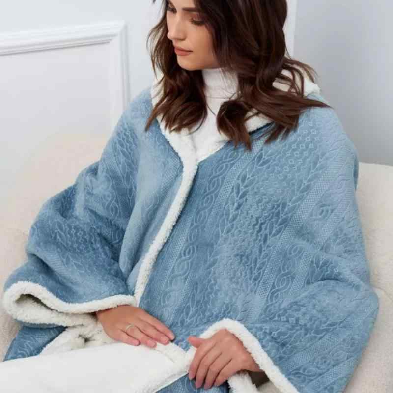 毛布 フランネル ラムウール ポリエステル 厚手 二層 ジャカード 型押し 多機能 ショール ひざ掛け 昼..