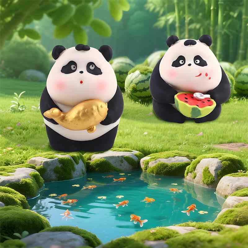 フィギュア パンダ スタッキング レジン製 かわいい 癒し ミニチュア デスク 車内 インテリア 飾り オ..
