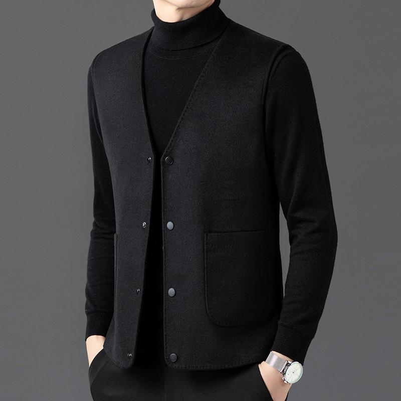 ベスト メンズ ジレ 男性用 ダブルフェイス ウール ダウン 保温 防寒 Vネック スーツ ビジネス カジュアル インナー アウター 秋冬 グレー ネイビー ブラック