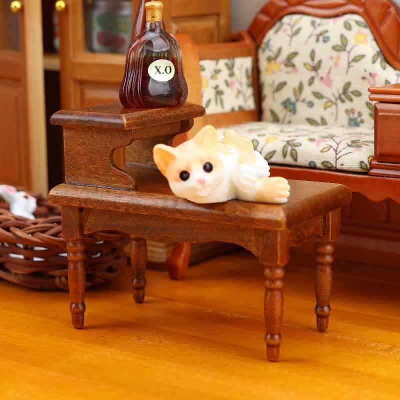 ミニチュア家具 1:12 ドールハウス 木製 リビングルーム用 2段 コーヒーテーブル ローテーブル マロンブラウン 栗色 インテリア ディスプレイ