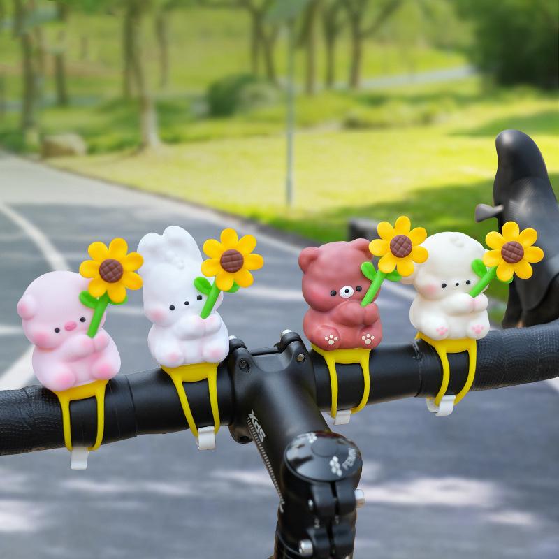 置物 自転車 車載 自動車用 かわいい 動物 アニマル キャラクター フィギュア ひまわりベビー 犬 熊 う..