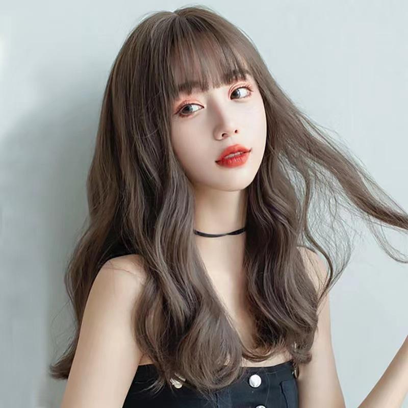 ウィッグ レディース フルウィッグ 自然 巻き髪 ミディアムロング シースルーバング ふんわり ボリューム 高品質ファイバー 普段使い デイリー 柔らかい クールブラウン ダークブラウン ハニーアッシュ系