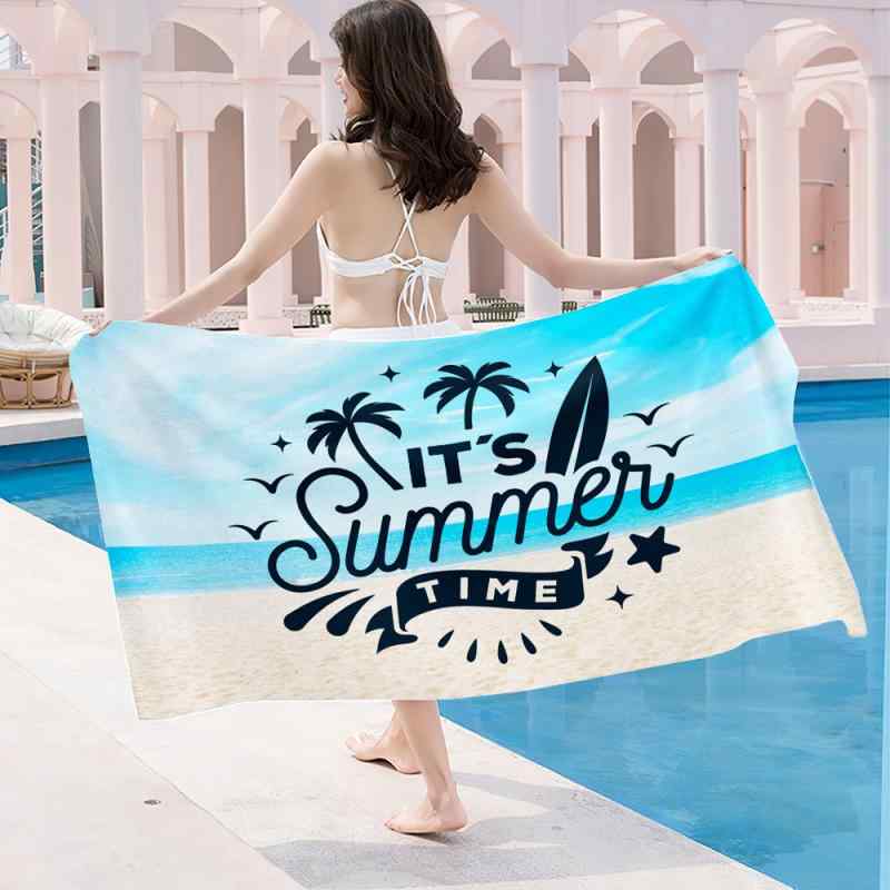 ビーチタオル マイクロファイバー 極細繊維 リーフ柄 ボタニカル柄 大判 速乾性 吸水性 軽量 夏 バスタ..