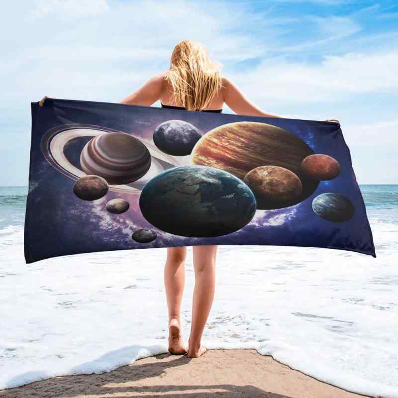 ビーチタオル 吸水速乾 バスタオル マイクロファイバー デジタルプリント 宇宙柄 星柄 プラネット柄 海..