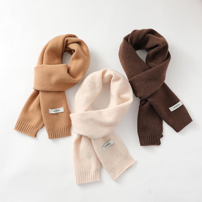 ネックウォーマー マフラー キッズ 男の子 女の子 羊毛 ウール 厚手 ニット 無地 シンプル 秋冬 防寒 ..