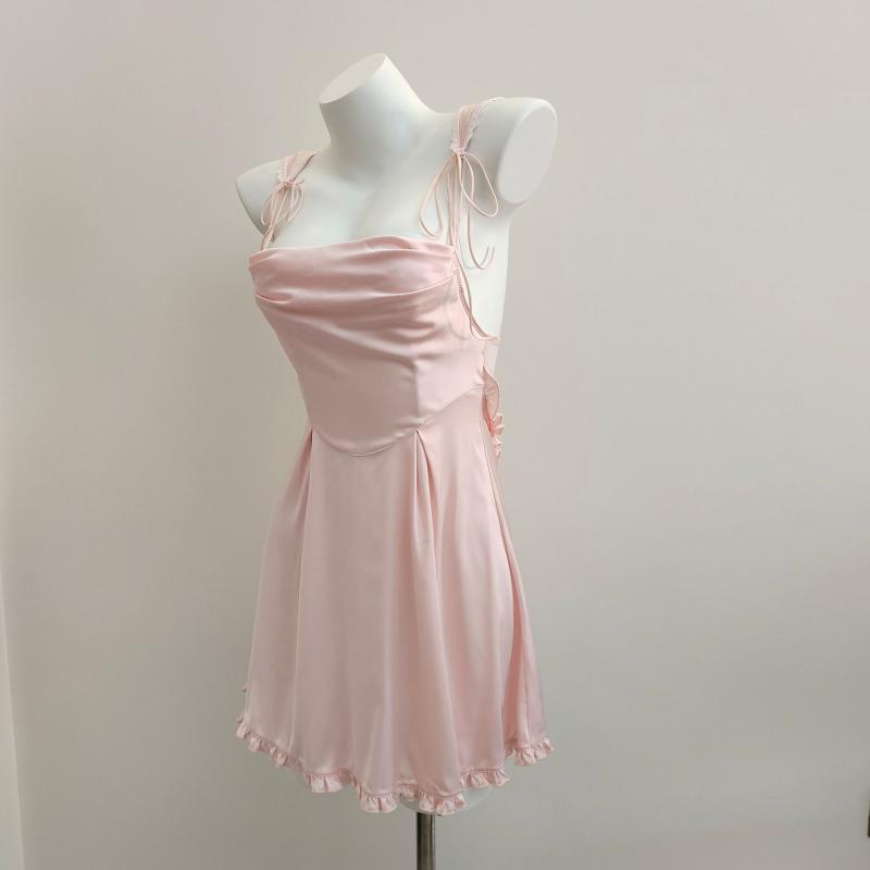 ナイトドレス レディース セクシー 高級感 エレガント カウルネック ピンク カップ付き 接触冷感 ゆっ..