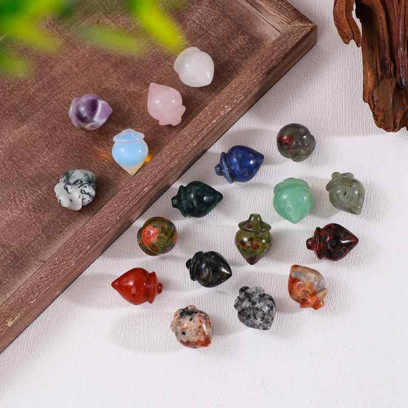 置物 天然石 クリスタルストーン ストロベリークォーツ 松ぼっくり パインコーン オブジェ 癒し ヒーリ..