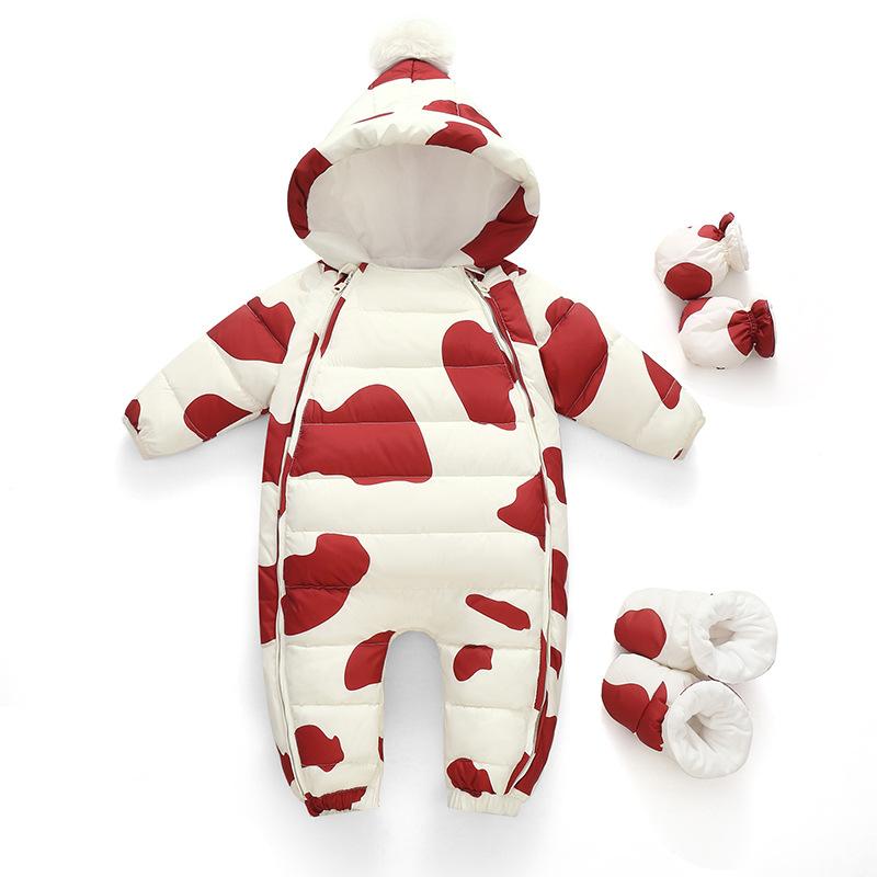 ベビー ロンパース 新生児 男女兼用 ダウン カバーオール 厚手 あったか 防寒 冬物 ホワイトダックダウ..