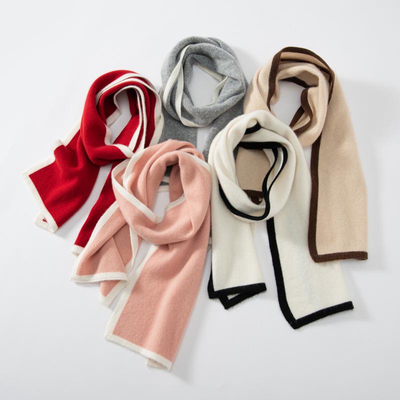 マフラー キッズ 子供用 女の子 男の子 男女兼用 ユニセックス カシミヤ ニット 上質 厚手 切り替え バ..