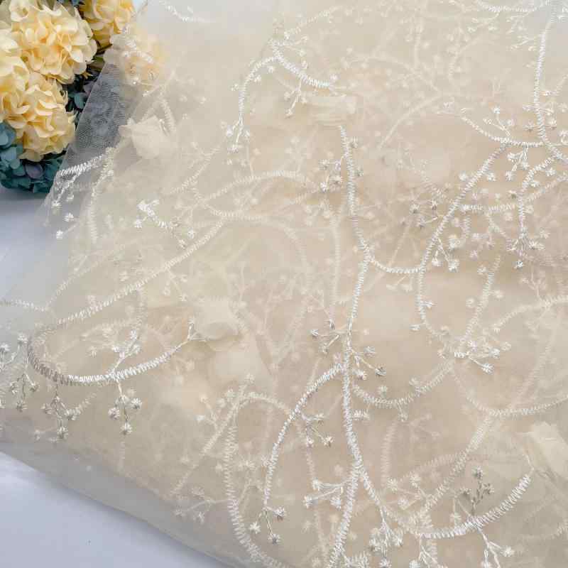 生地 女性用 子供用 キッズ 立体フラワー 花柄 シフォン メッシュ レース 刺繍 ドレス フォーマル ウェ..