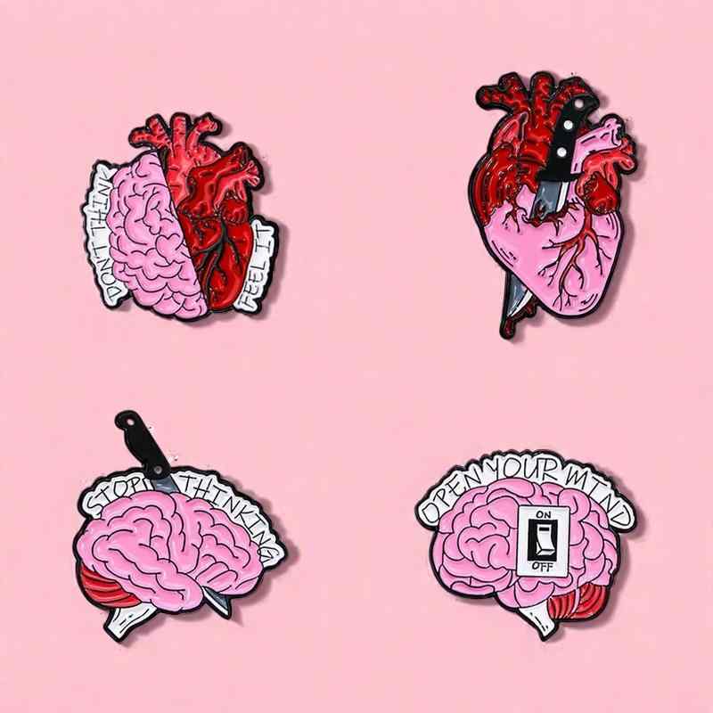 ブローチ 男女兼用 クリエイティブ 人体臓器 心臓 脳 カートゥーン ユニーク メタルバッジ エナメル加工 亜鉛合金 ファッション小物 個..