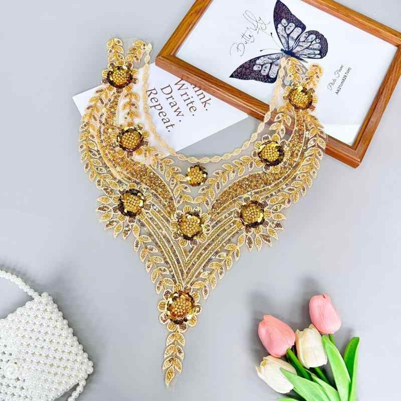 ワンピース レディース ゴールド スパンコール スタンドカラー 襟元装飾 上品 大胆 おしゃれ ダンス衣..