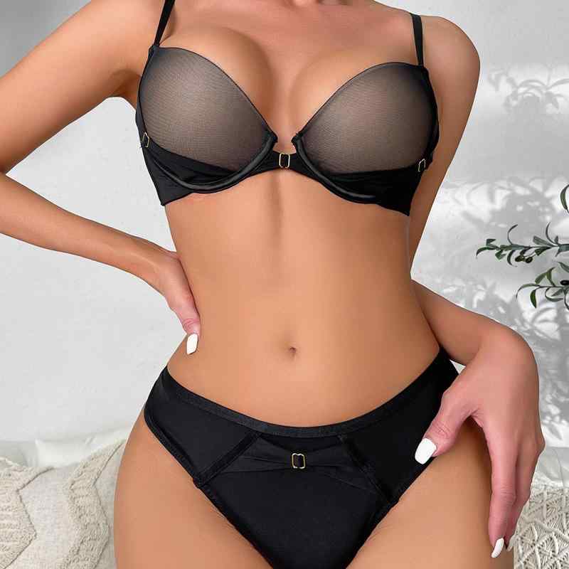 ブラジャー セット レディース 欧米スタイル セクシー なめらか メッシュ 3/4カップ 小胸向け 谷間メイク 寄せ上げ 脇高 副乳カバー 厚手パッド 通気性 快適