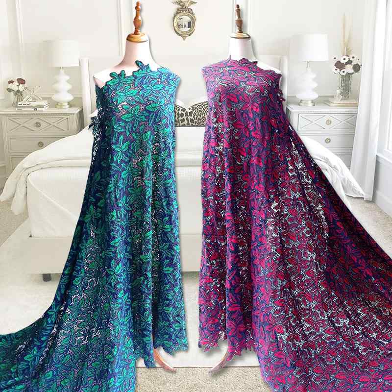 レース生地 再生繊維 水溶性 立体透かし彫り 二色刺繍 ポリエステル 色織り ウェディングドレス ブライ..