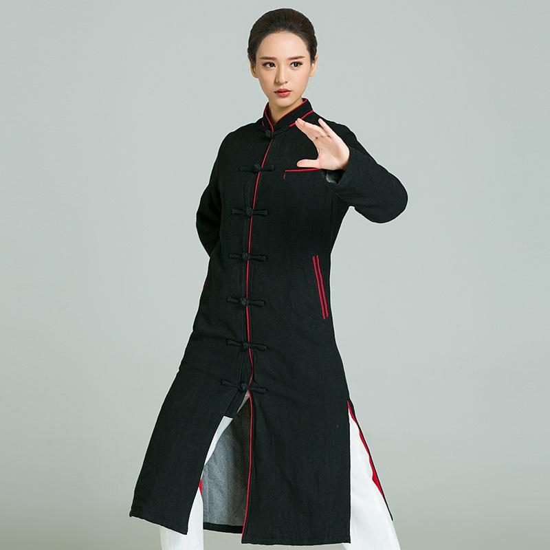 太極服 レディース 武道着 秋冬 厚手 麻 リネン 道袍 スカート 太極拳 武術 練習着 ゆったり 動きやす..