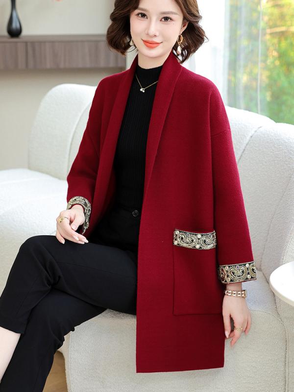 ニットカーディガン ミセス レディース 春秋 ママ 中高年女性 ミドル丈 フォーマル アウター 結婚式 披..