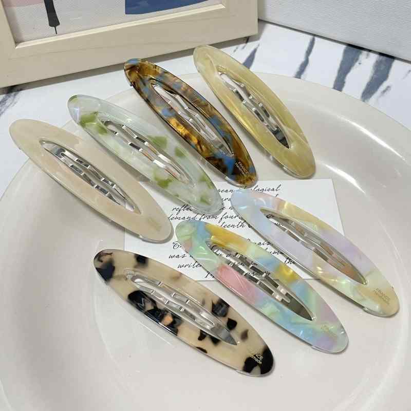 ヘアクリップ レディース 韓国風 エレガント 上品 バレッタ 大きめ 楕円形 アセテート素材 前髪 サイド..