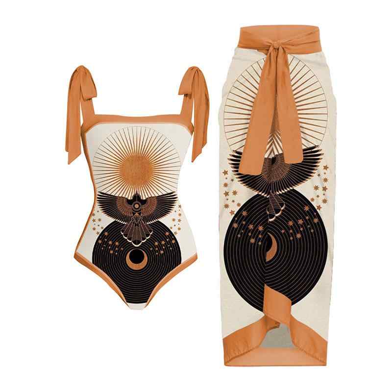 水着 レディース ワンピース 体型カバー お腹カバー 細見え スカートタイプ 背中見せ オープンバック ストラップ シフォン 欧米風 春夏 リゾート プール ビーチ 旅行