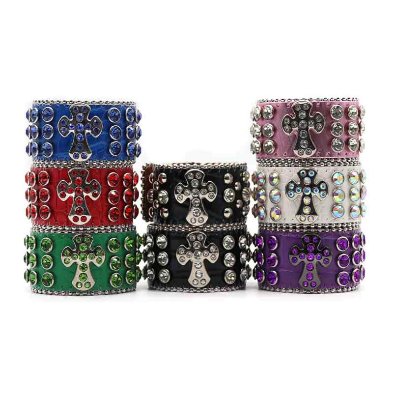 ブレスレット メンズ 男性 十字架 クロス レザー 革 ヒップホップ パンク ロック ストリート カジュア..