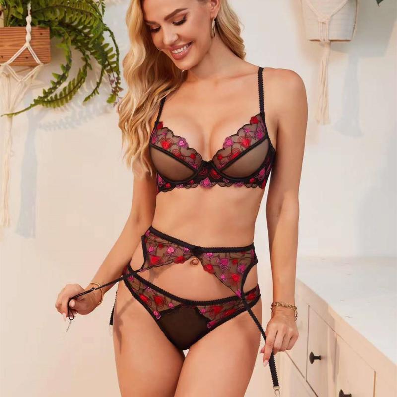 ブラジャー レディース 女性用 フレンチ セクシー 超薄型 シアー ネット レース 刺繍 ワイヤー入り 3/4カップ バストコンパクト見せ リフトアップ 補正 寄せ上げ 垂れ防止 通気性 快適 普段使い ナイトウェア