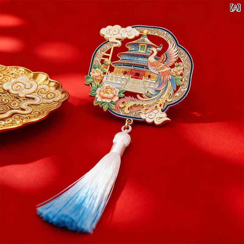 冷蔵庫マグネット 北京 故宮 鳳凰 タッセル メタル 亜鉛合金 中国風 宮廷風 文化遺産 観光記念品 お土..