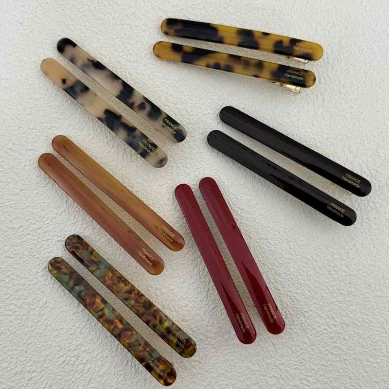 ヘアクリップ レディース 女性用 アセテート 細身 シンプル 上品 ダックビルクリップ サイドクリップ ..