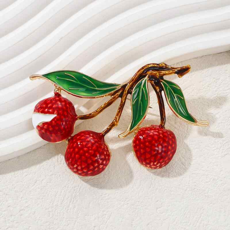 ブローチ 男女兼用 ライチ フルーツ 滴油加工 カラフル おしゃれ ファッション スタイリッシュ 精巧 上..