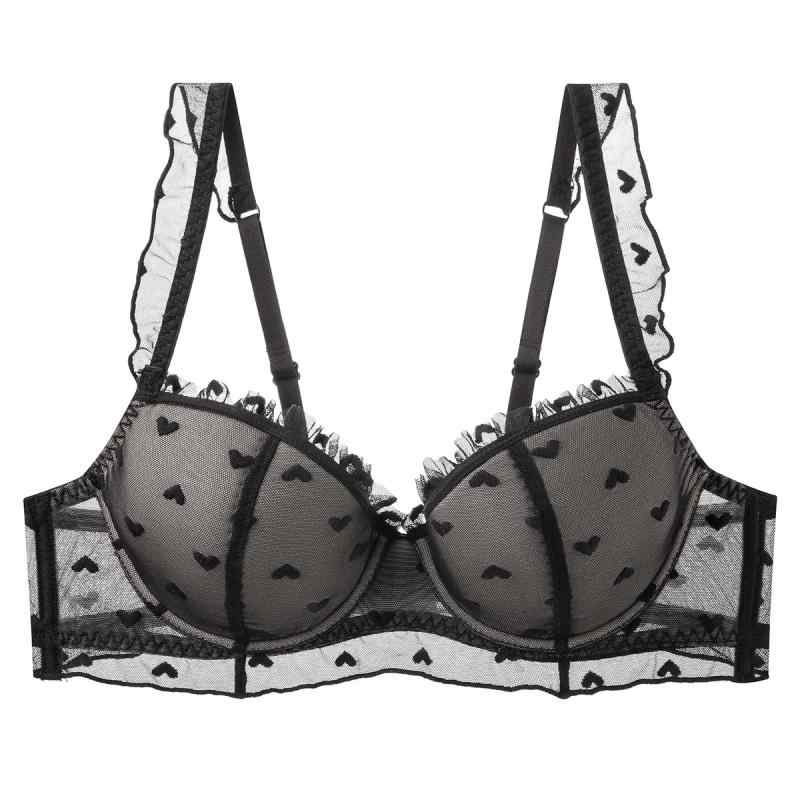 ブラジャー レディース フレンチスタイル レース セクシー ソフトワイヤー グラマーさん向け 大きいサイズ 胸が小さく見える 脇高 脇肉カバー 通気性 リフトアップ 薄手3/4カップ 2段ホック 春夏