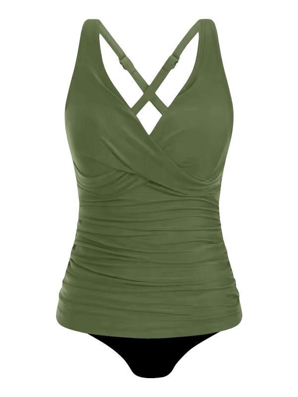 水着 レディース Vネック クロスデザイン セパレート 調節可能ストラップ 胸パッド入り ノンワイヤー 高伸縮性 耐久性 背中開き フィットネス スイミング プール ビーチ マリンスポーツ リゾート ナイロン素材