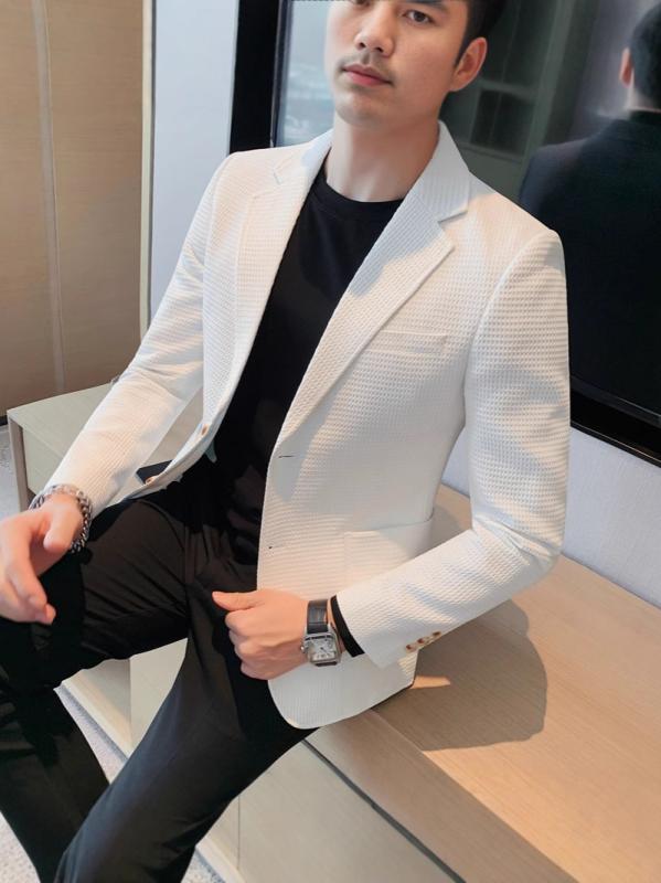 ジャケット メンズ 男性用 ジャガード織り風 テーラードジャケット アウター スリムフィット 韓国風 スタイリッシュ 上品 カジュアル ビジネス 通勤 普段使い 秋冬 ウォッシャブル