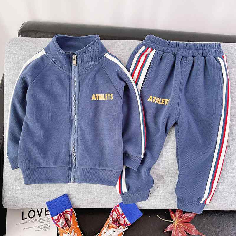 キッズ 男の子 スポーツウェア セットアップ ツーピース 春夏 立ち襟 長袖 長ズボン コットン 綿 柔ら..