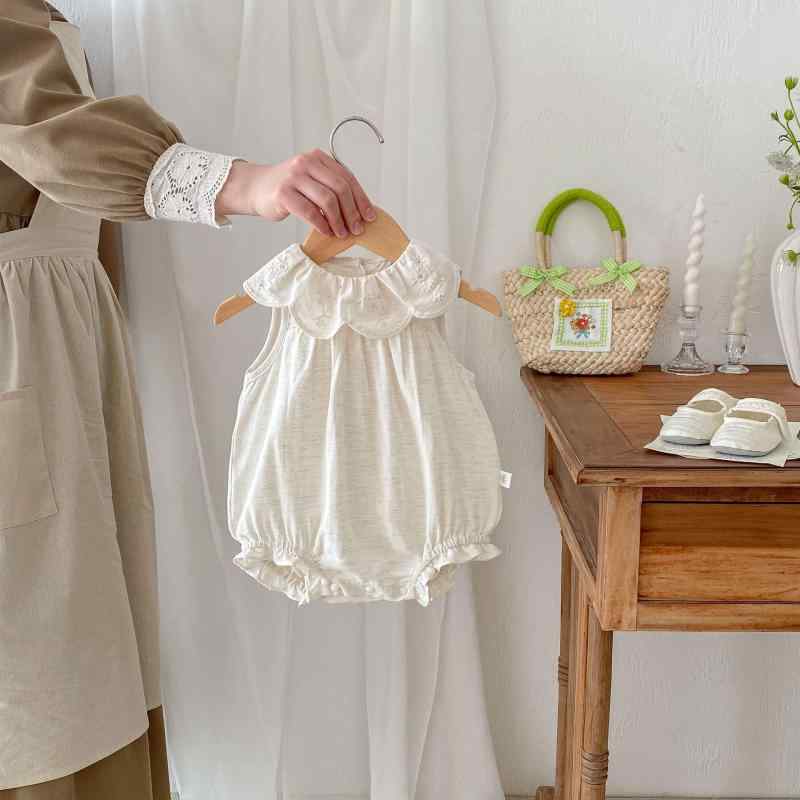 ・カテゴリ: ロンパース・スタイル: 韓国風・種類: 三角ロンパース・主な素材: 綿100%・性別: 女の子・対象年齢: 新生児(0～1歳)・袖丈: ノースリーブ・厚さ: 普通・開閉: プルオーバー・カラー: 画像色・身長: 66cm, 73cm, 80cm, 90cm