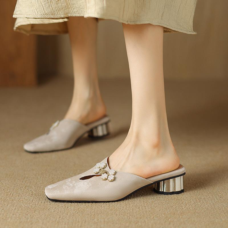 サンダル レディース 春夏 カジュアル デイリーユース アジアンテイスト チャイナ風 ローヒール フラッ..