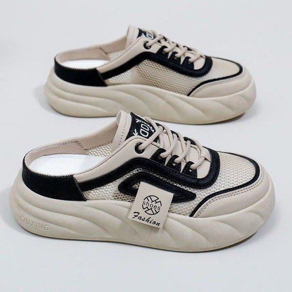 ミュール レディース 女性用 人気 トレンド 厚底 外履き バックレス スリッポン クローズドトゥ ラウンドトゥ 合成皮革 ホワイト 春夏 通勤 普段使い カジュアル