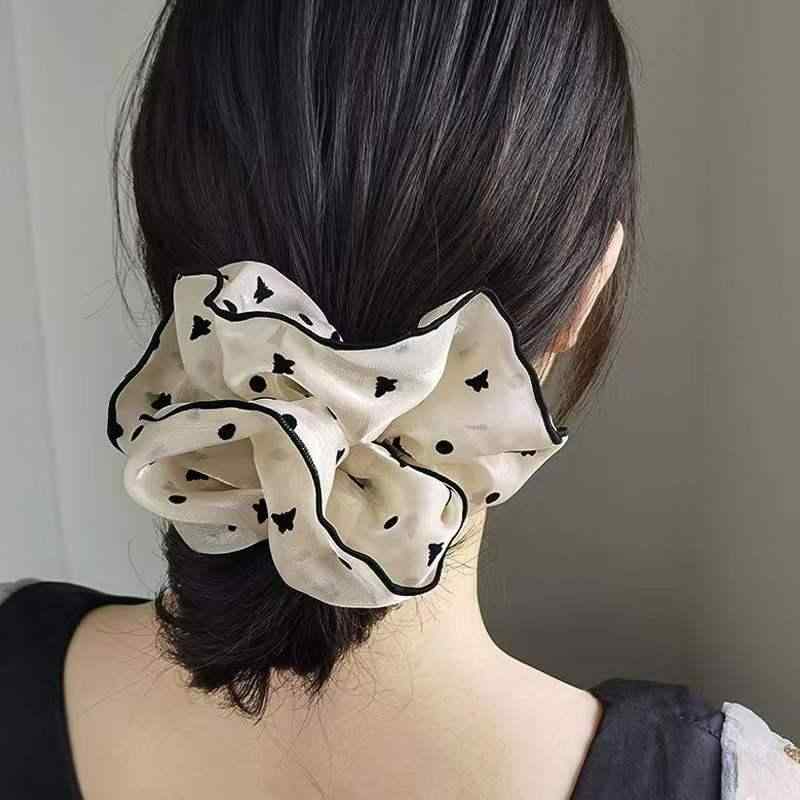 シュシュ レディース ドット柄 水玉 ネット シースルー ハートモチーフ ヘアゴム 髪ゴム 髪飾り ヘアアクセサリー お団子ヘア アップヘア用 夏 布製 高伸縮性 韓国風 かわいい